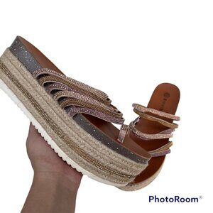 Envie Rhinestone Platform Sandals 40
